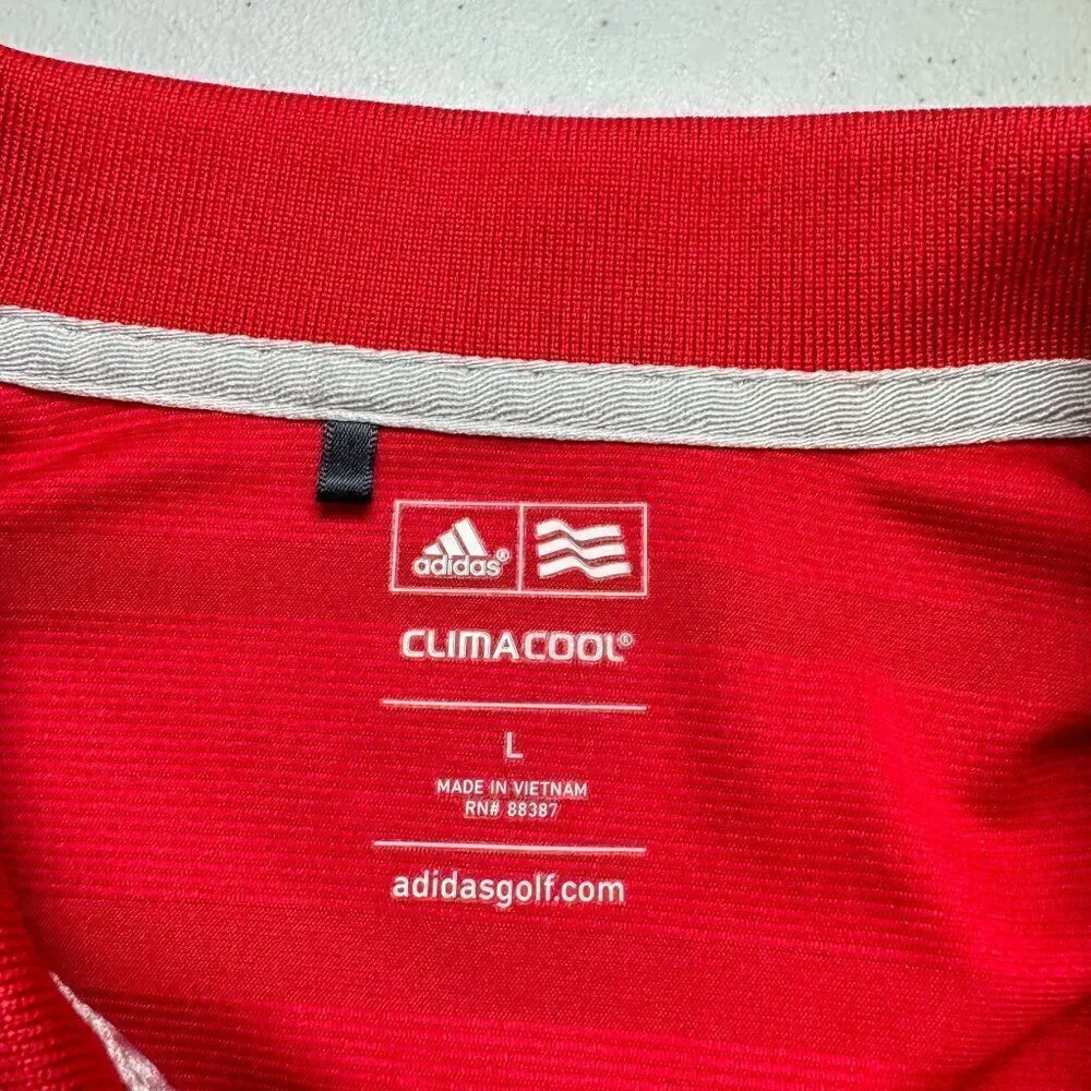 Adidas Golf Polo Shirt Mens Large Red Golfer Business‎ Casual Preppy Diamond Cup